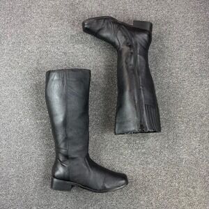 Leather Step Up Comfort Knee High Short Heel Square Toe Campus Boots Size 9